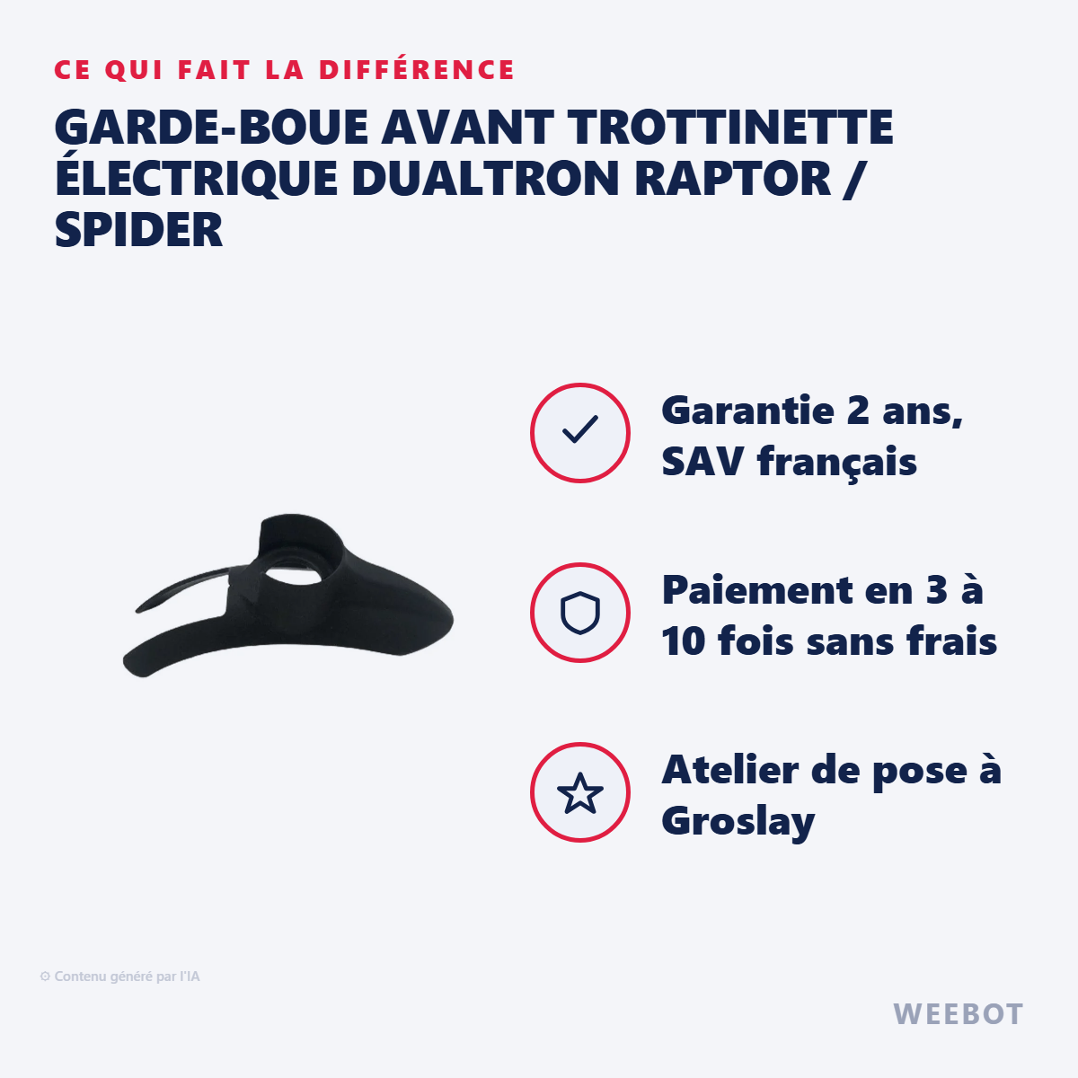 Garde-Boue AVANT Trottinette Électrique Dualtron Raptor / Spider : les points forts