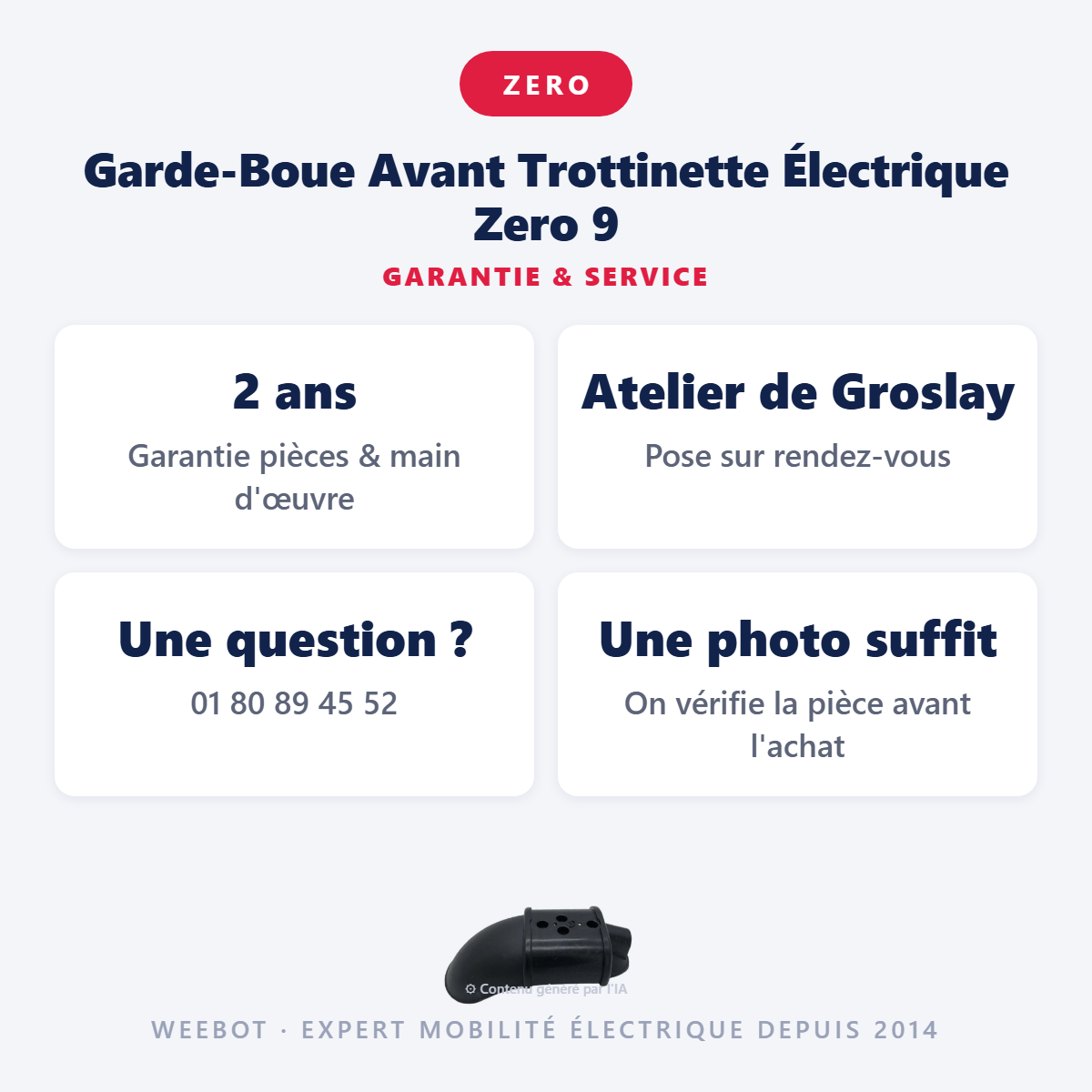 Garde-Boue Avant Trottinette Électrique Zero 9 : garantie 2 ans et service après-vente