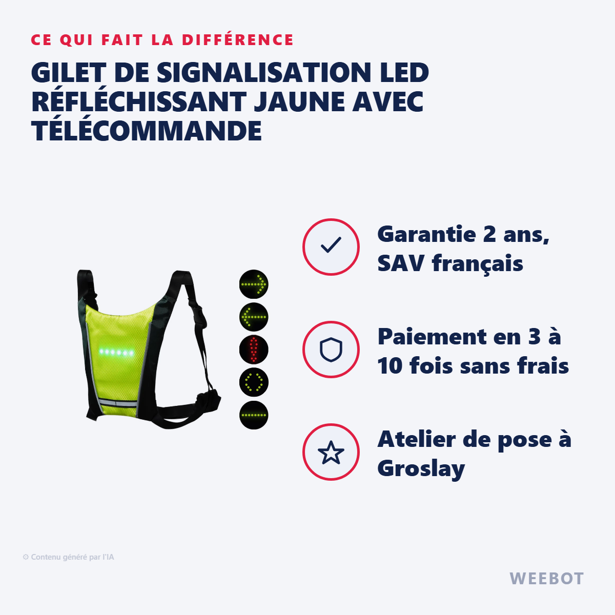 Gilet de Signalisation LED Réfléchissant Jaune avec Télécommande : les points forts