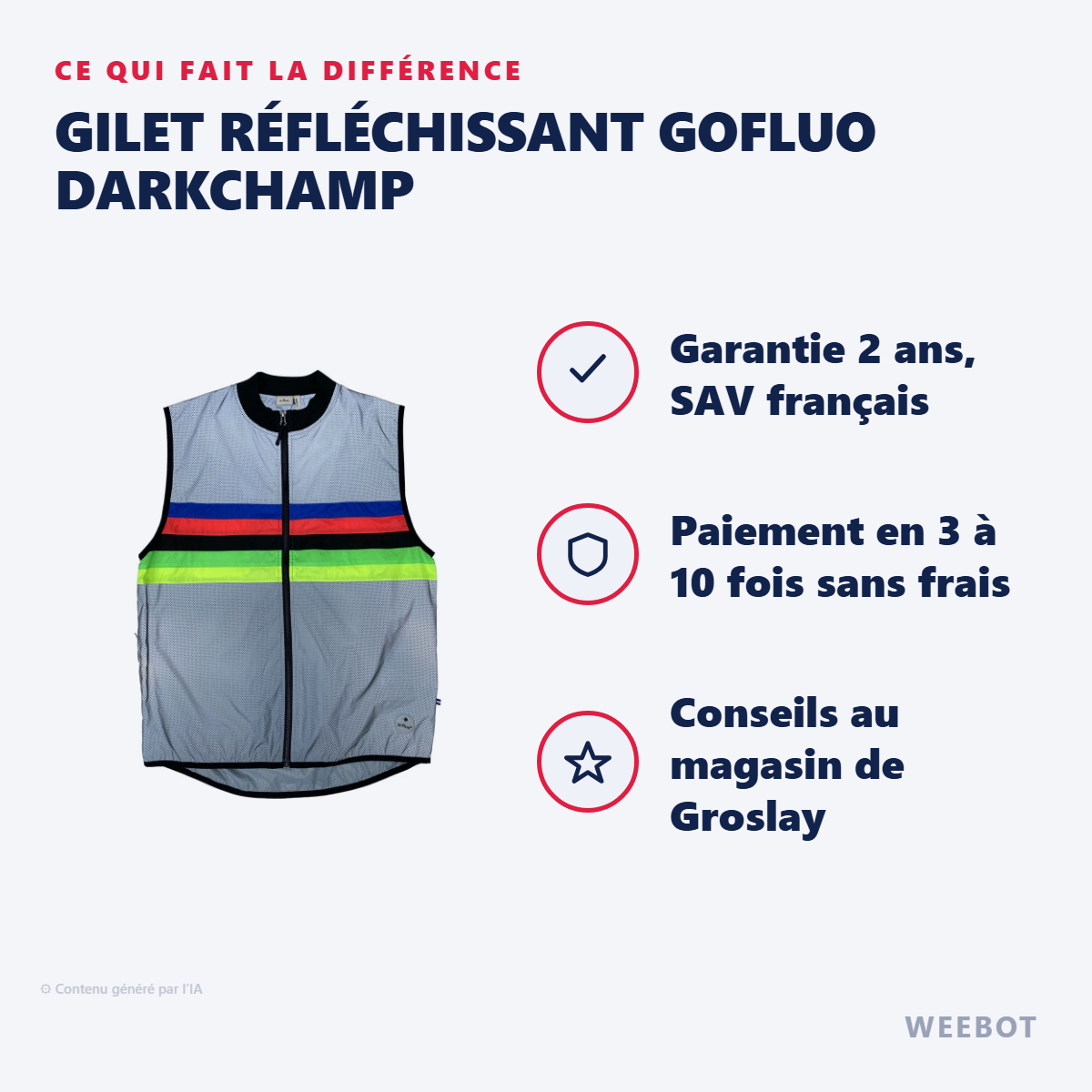 Gilet réfléchissant GoFluo Darkchamp : les points forts