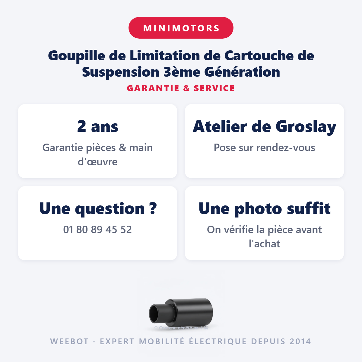 Goupille de Limitation de Cartouche de Suspension 3ème Génération : garantie 2 ans et service après-vente