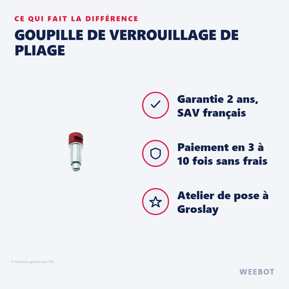 Goupille de Verrouillage de Pliage : les points forts