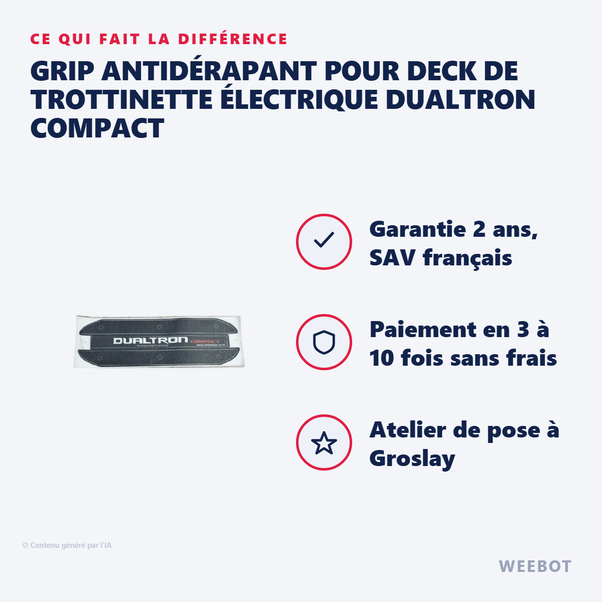 Grip Antidérapant pour Deck de Trottinette Électrique Dualtron Compact : les points forts