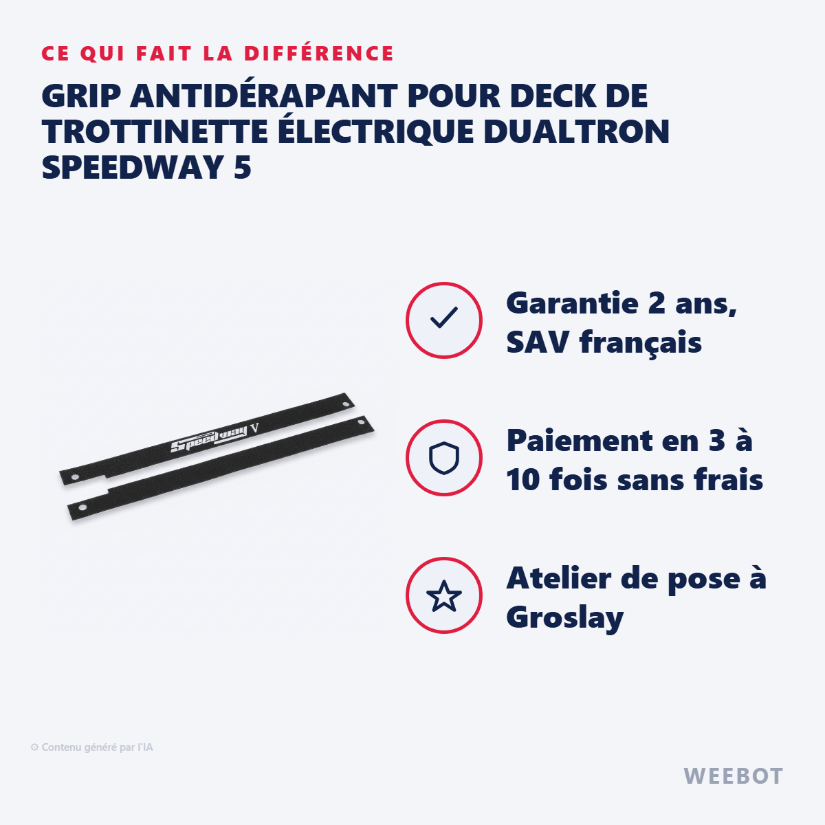 Grip Antidérapant pour Deck de Trottinette Électrique Dualtron Speedway 5 - Weebot