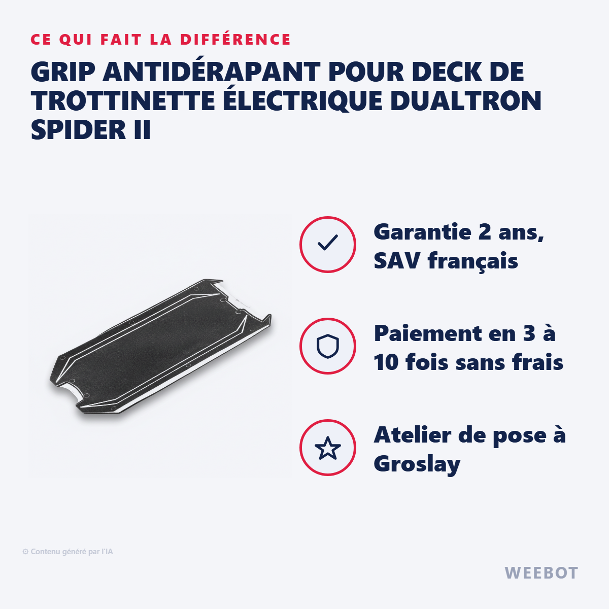 Grip Antidérapant pour Deck de Trottinette Électrique Dualtron Spider II : les points forts