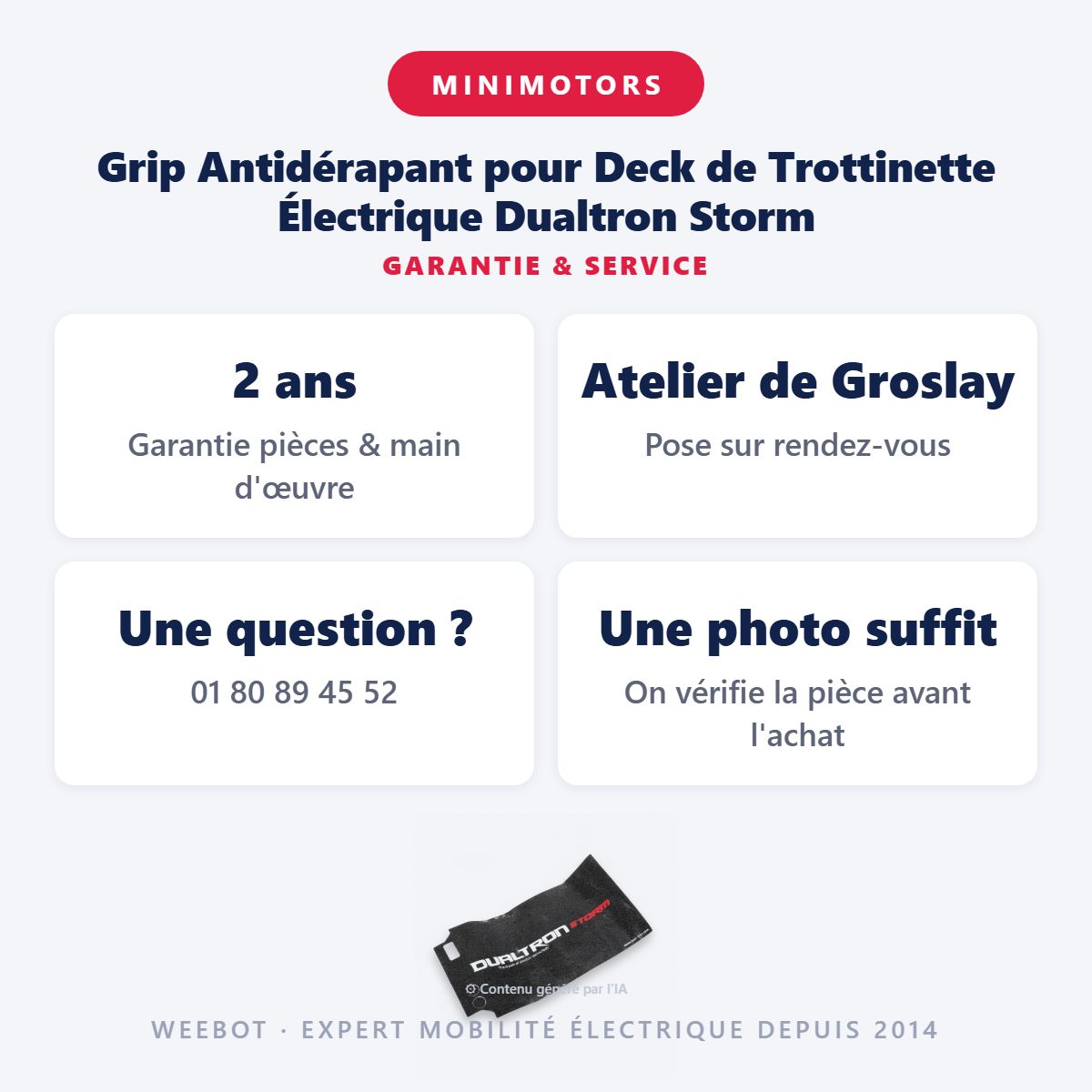 Grip Antidérapant pour Deck de Trottinette Électrique Dualtron Storm : garantie 2 ans et service après-vente