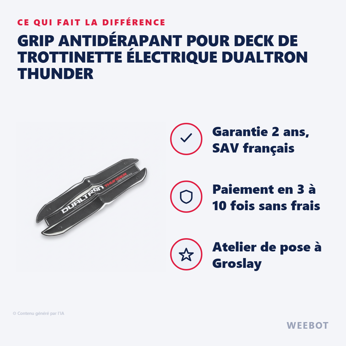 Grip Antidérapant pour Deck de Trottinette Électrique Dualtron Thunder : les points forts