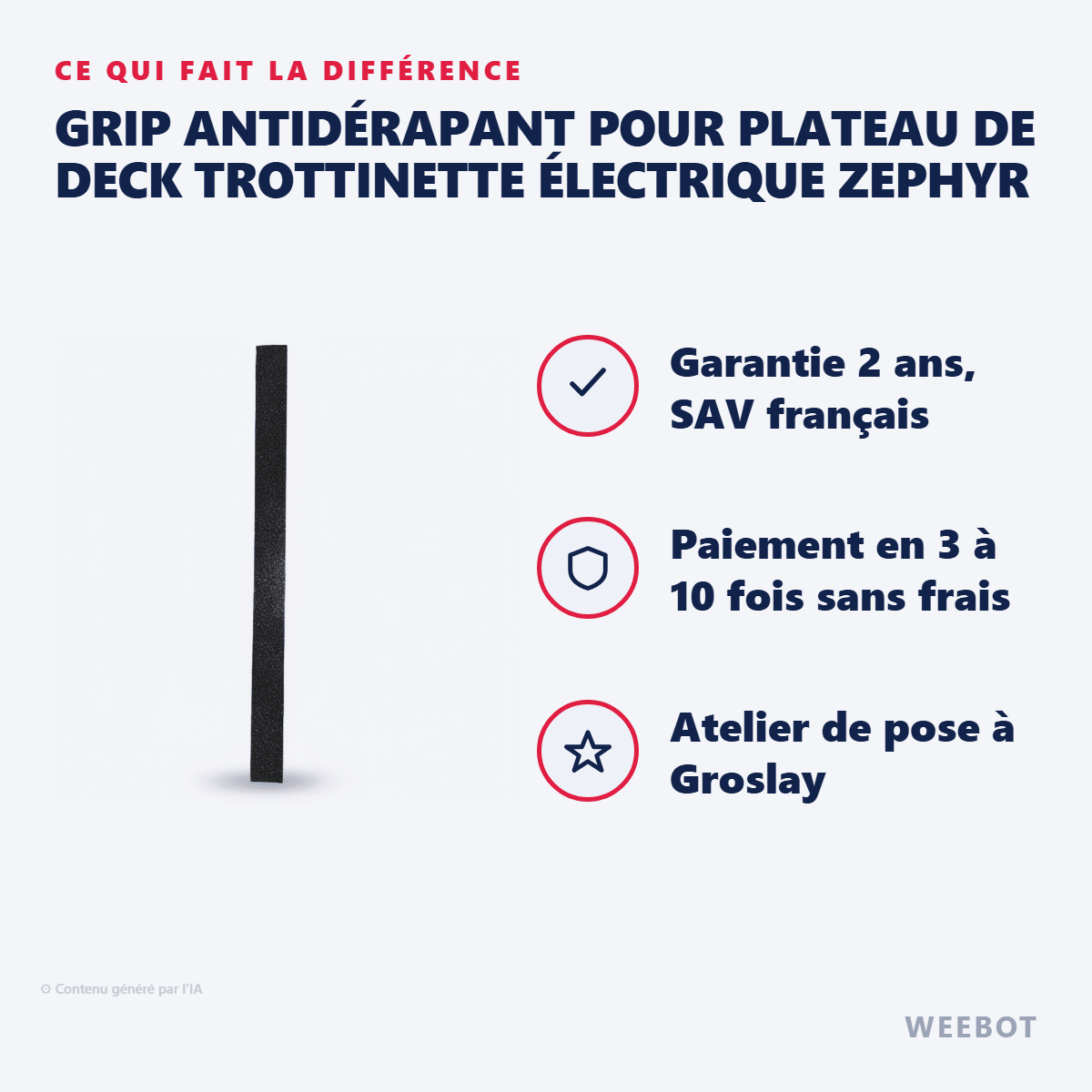 Grip Antidérapant pour Plateau de Deck Trottinette Électrique Zephyr - Weebot