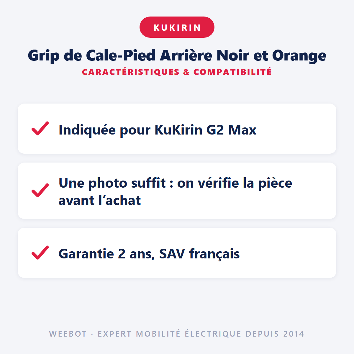 Grip de Cale-Pied Arrière Noir et Orange : caractéristiques et compatibilité