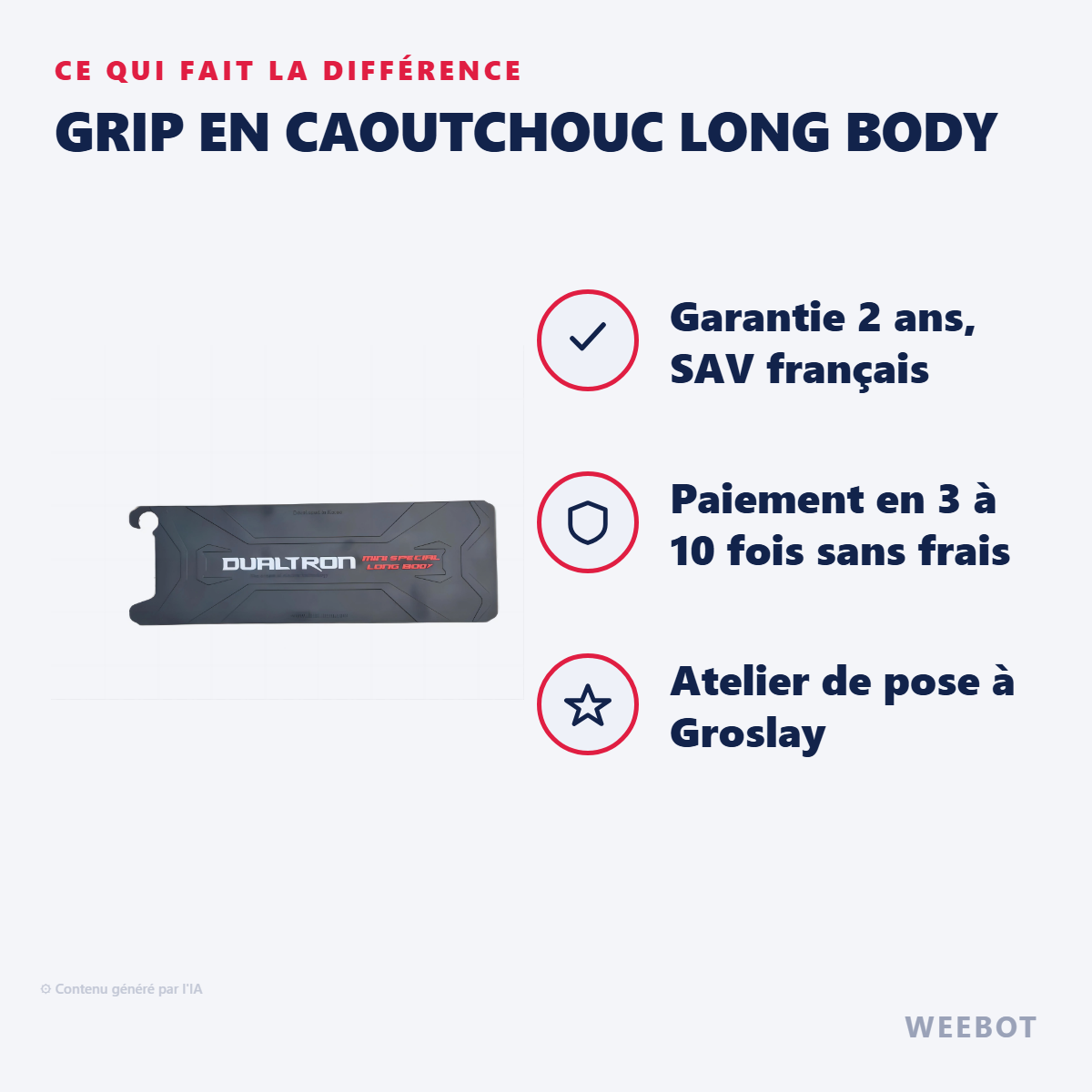 Grip en Caoutchouc Long Body : les points forts