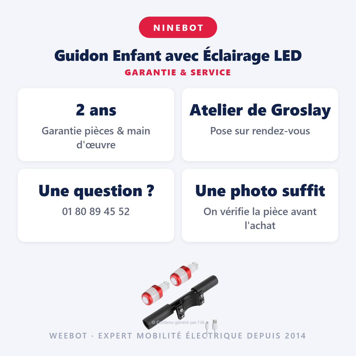 Guidon Enfant avec Éclairage LED : garantie 2 ans et service après-vente