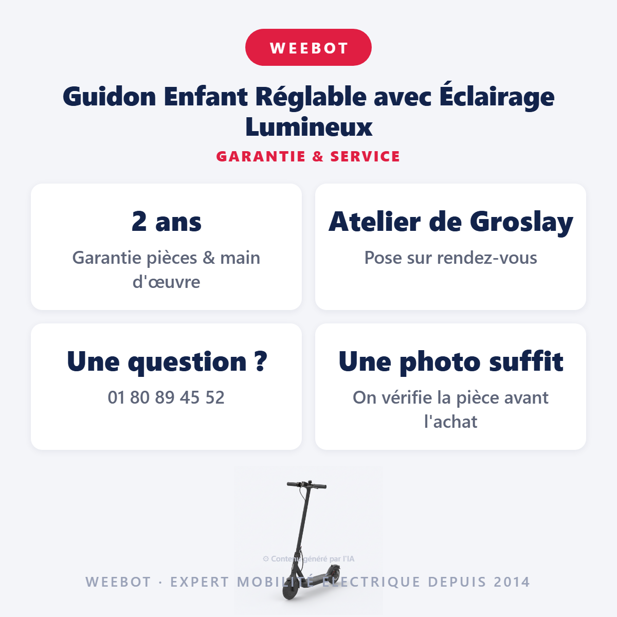 Guidon Enfant Réglable avec Éclairage Lumineux : garantie 2 ans et service après-vente