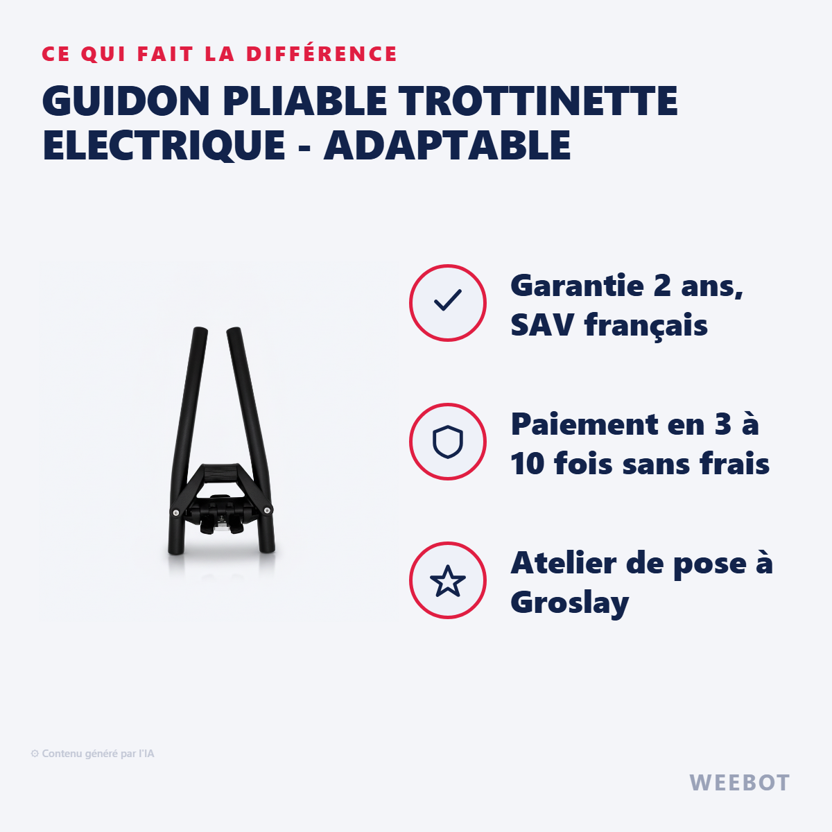 Guidon Pliable Trottinette Electrique - Adaptable : les points forts