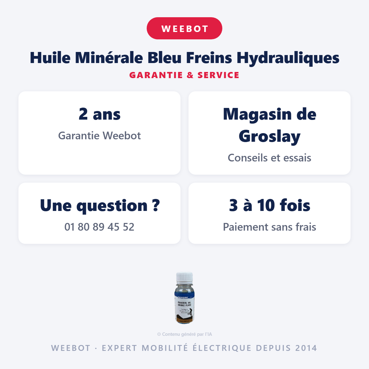 Huile Minérale Bleu Freins Hydrauliques : garantie 2 ans et service après-vente