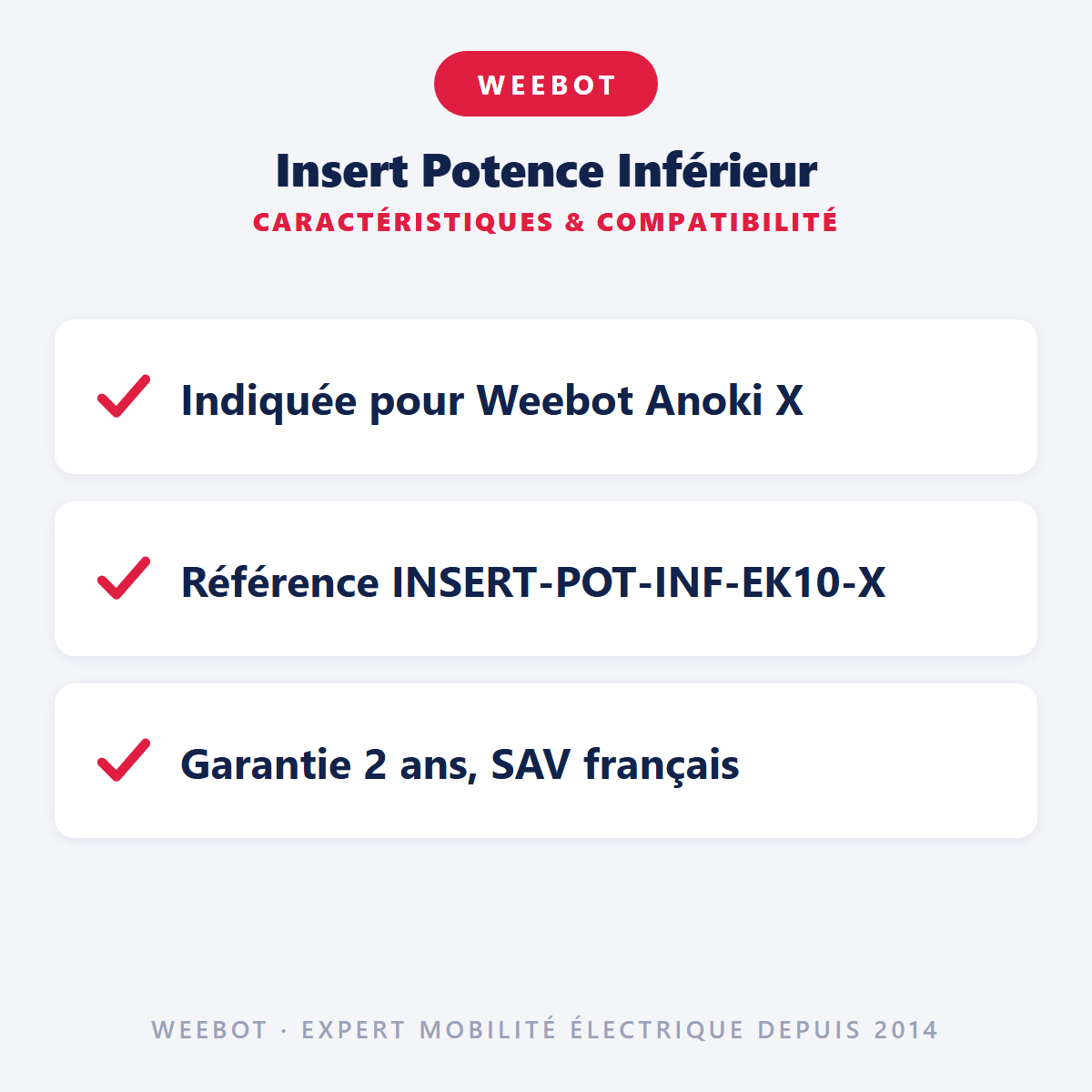 Insert Potence Inférieur pour Trottinette Electrique Eroz Kapacity EK10 et Weebot Anoki X - Weebot