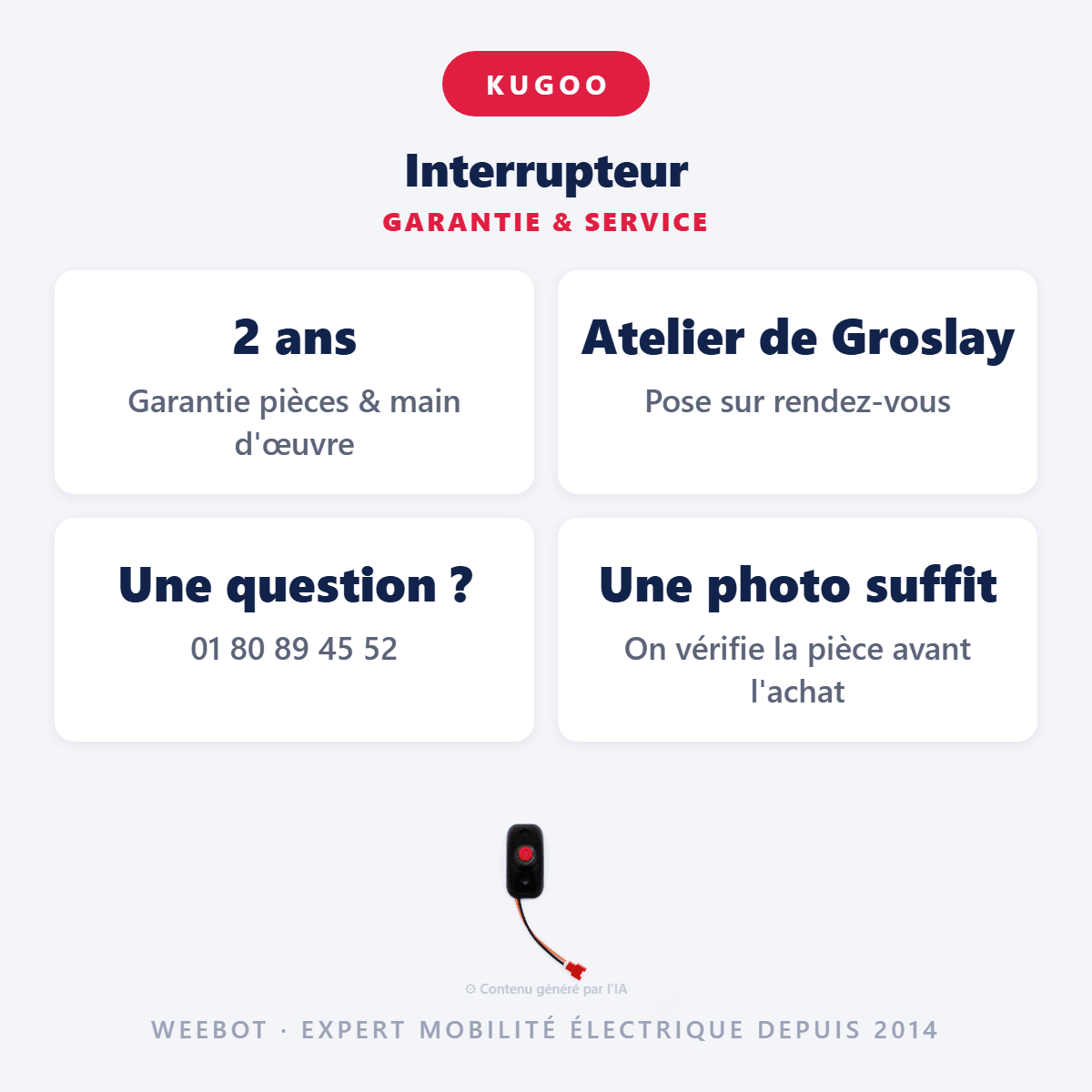 Interrupteur pour Trottinette Électrique Kugoo Kirin S8 Pro et S1 Pro - Weebot