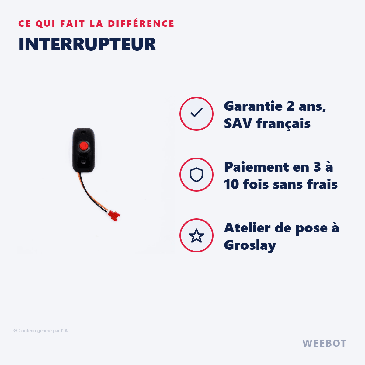 Interrupteur pour Trottinette Électrique Kugoo Kirin S8 Pro et S1 Pro - Weebot