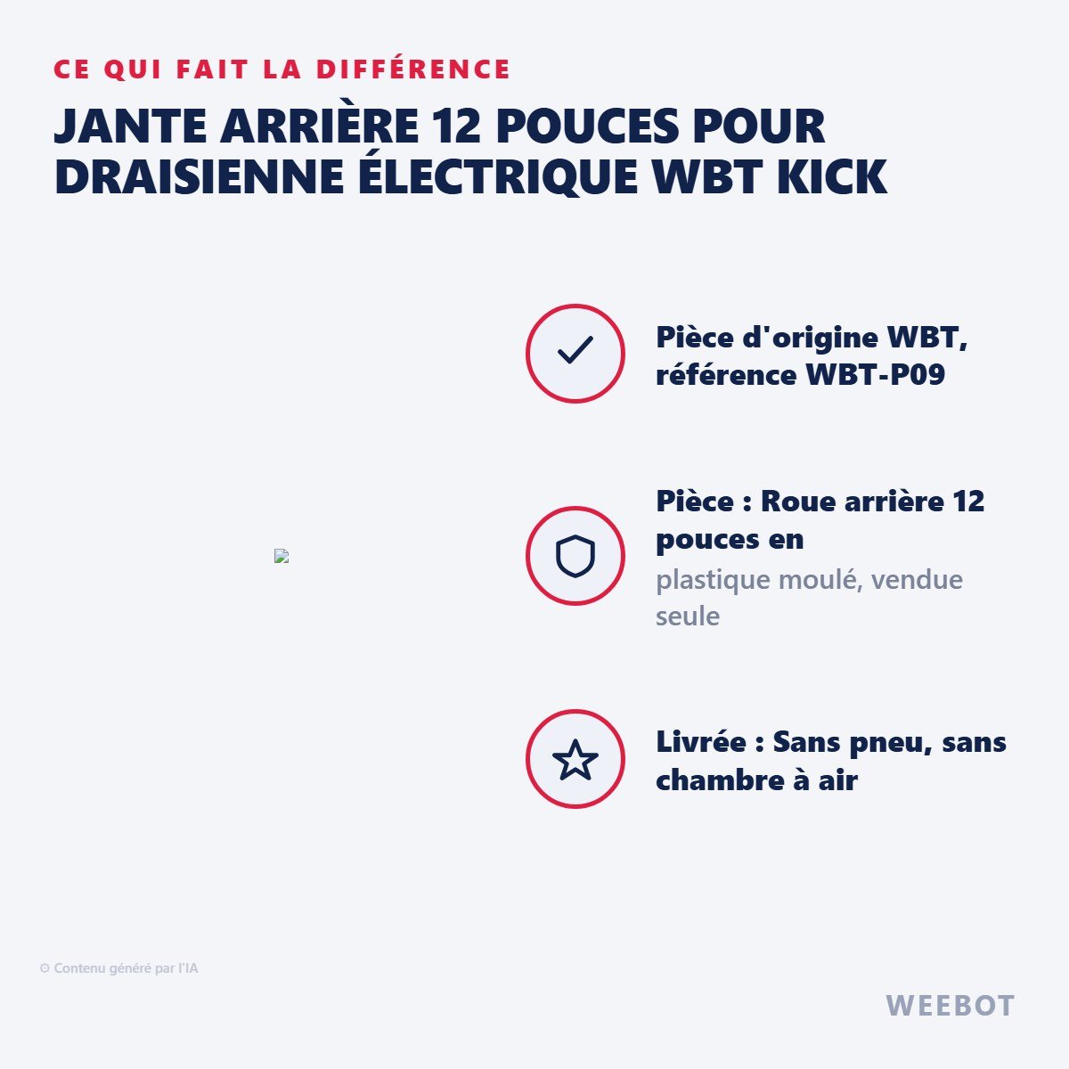 Jante Arrière 12 Pouces pour Draisienne Électrique WBT Kick - Weebot