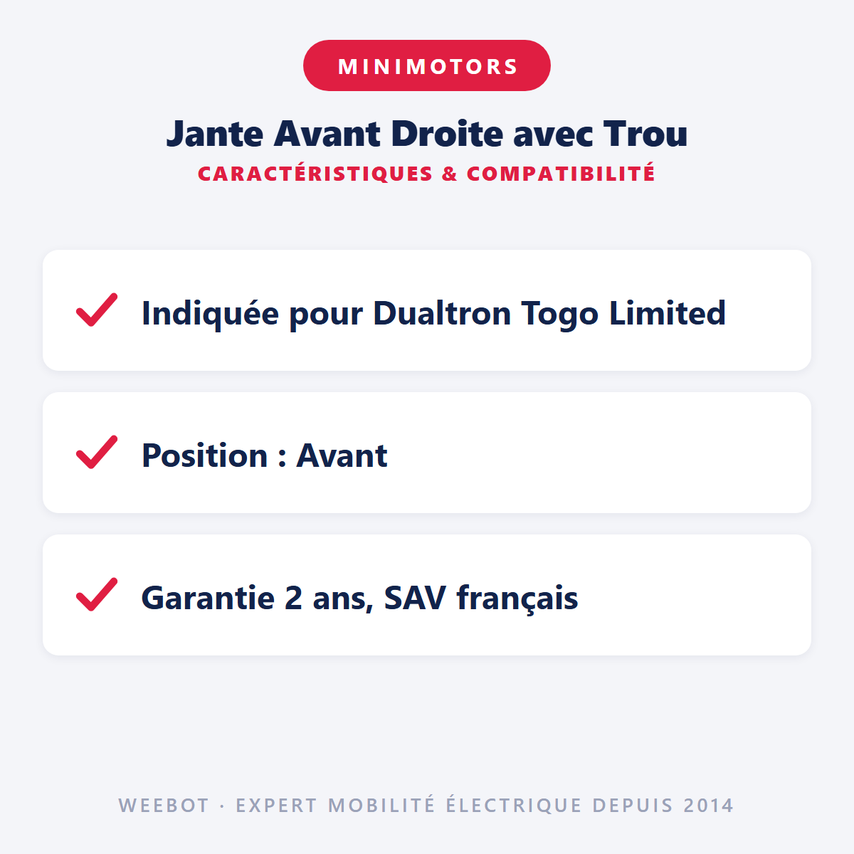 Jante Avant Droite avec Trou : caractéristiques et compatibilité