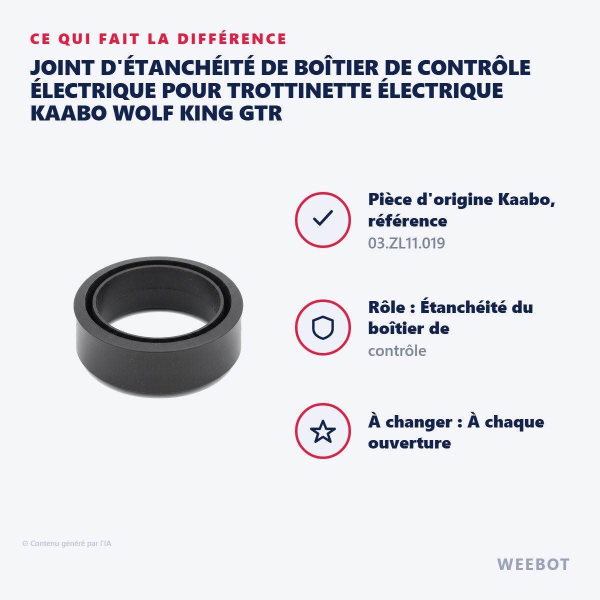 Joint d'Étanchéité de Boîtier de Contrôle Électrique pour Trottinette Électrique Kaabo Wolf King GTR - Weebot