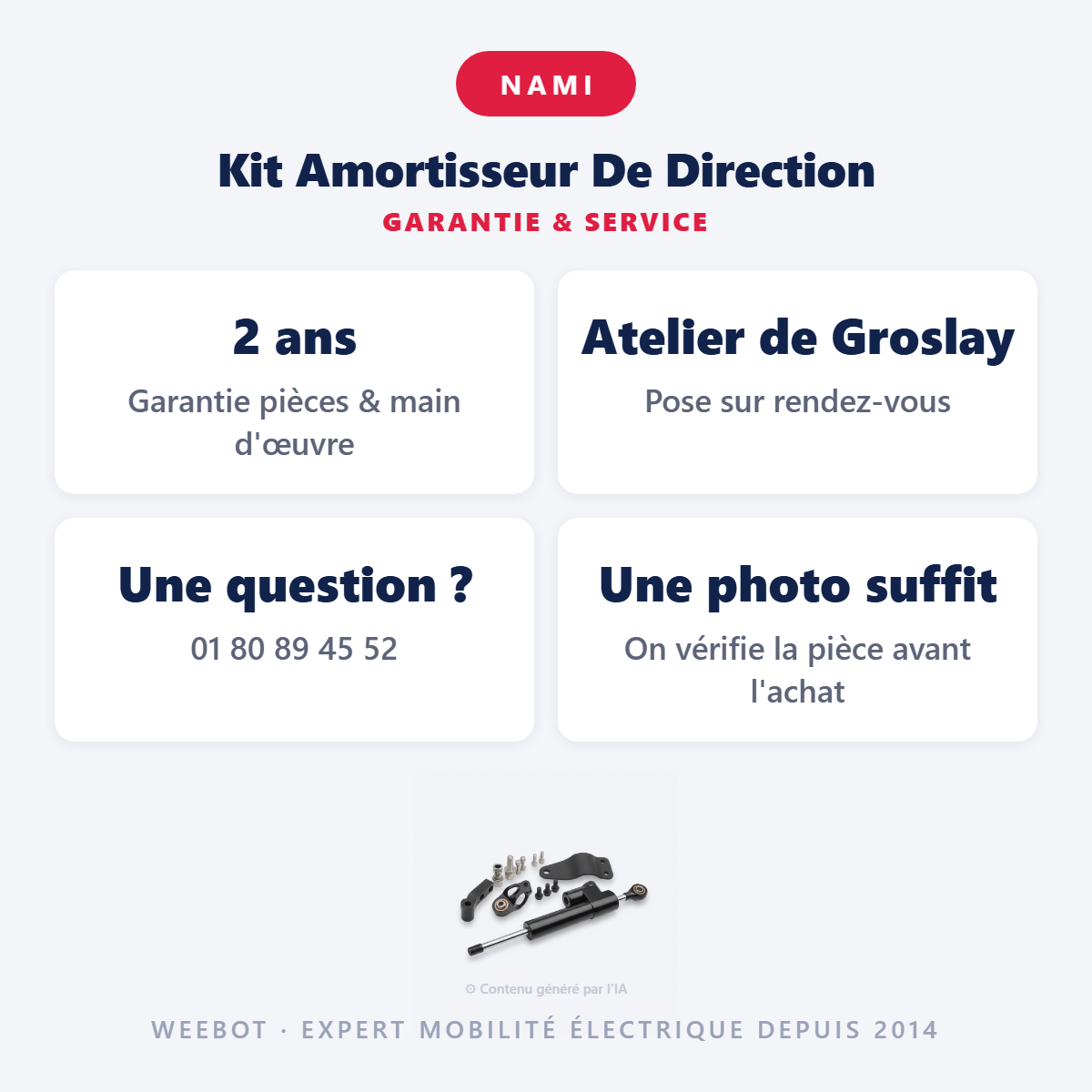 Kit Amortisseur De Direction : garantie 2 ans et service après-vente