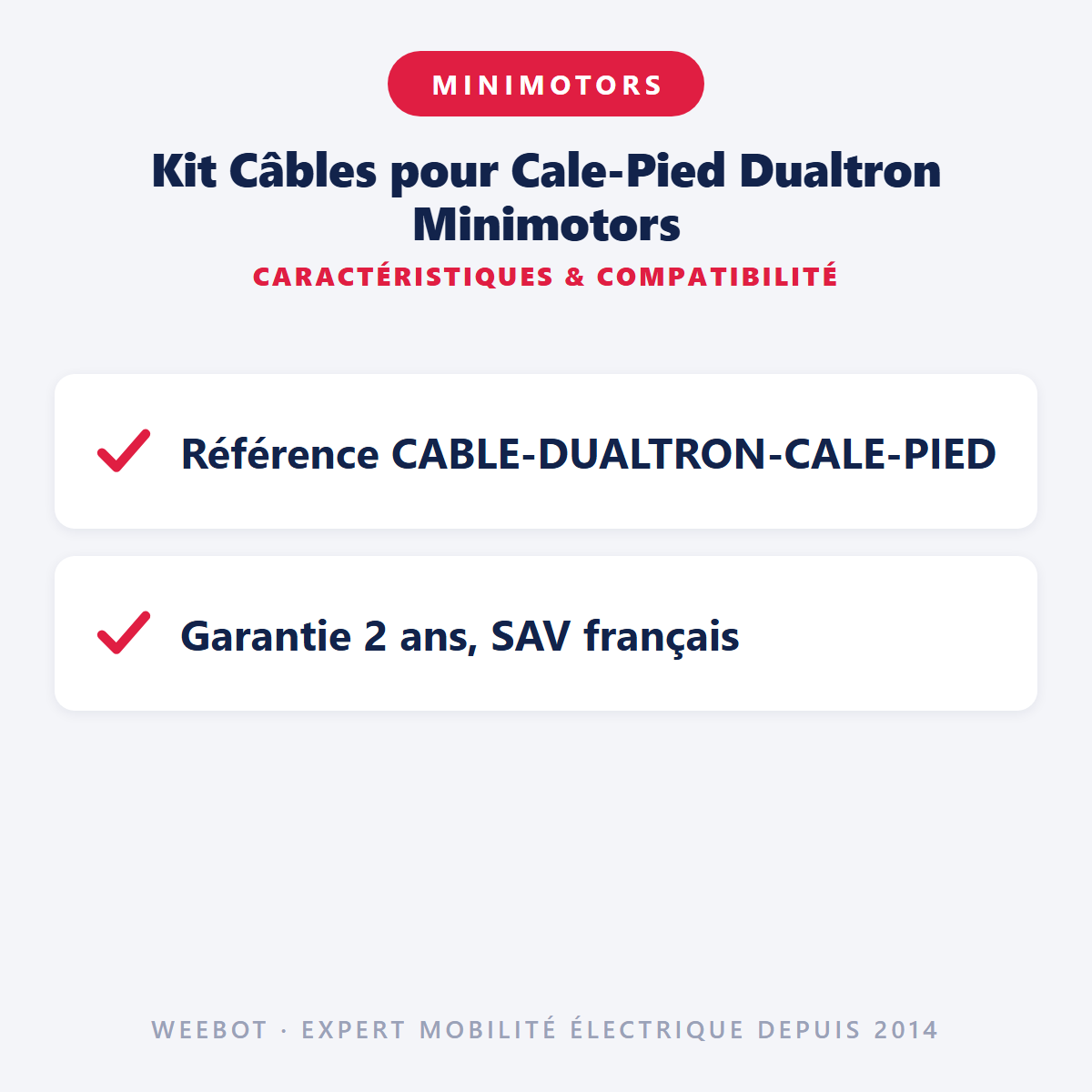 Kit Câbles pour Cale-Pied Dualtron Minimotors : caractéristiques et compatibilité