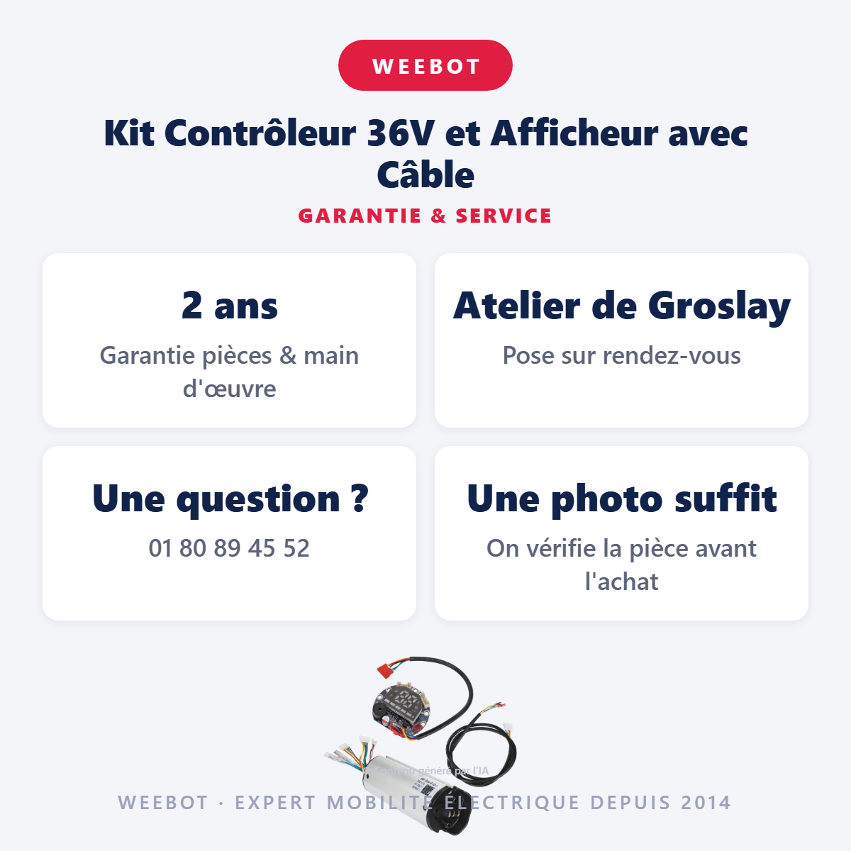 Kit Contrôleur 36V et Afficheur avec Câble : garantie 2 ans et service après-vente