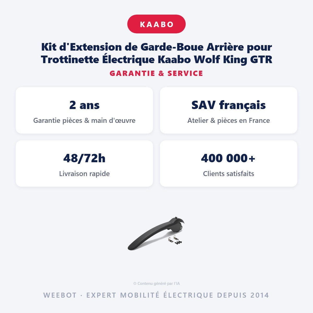 Kit d'Extension de Garde-Boue Arrière pour Trottinette Électrique Kaabo Wolf King GTR - Weebot