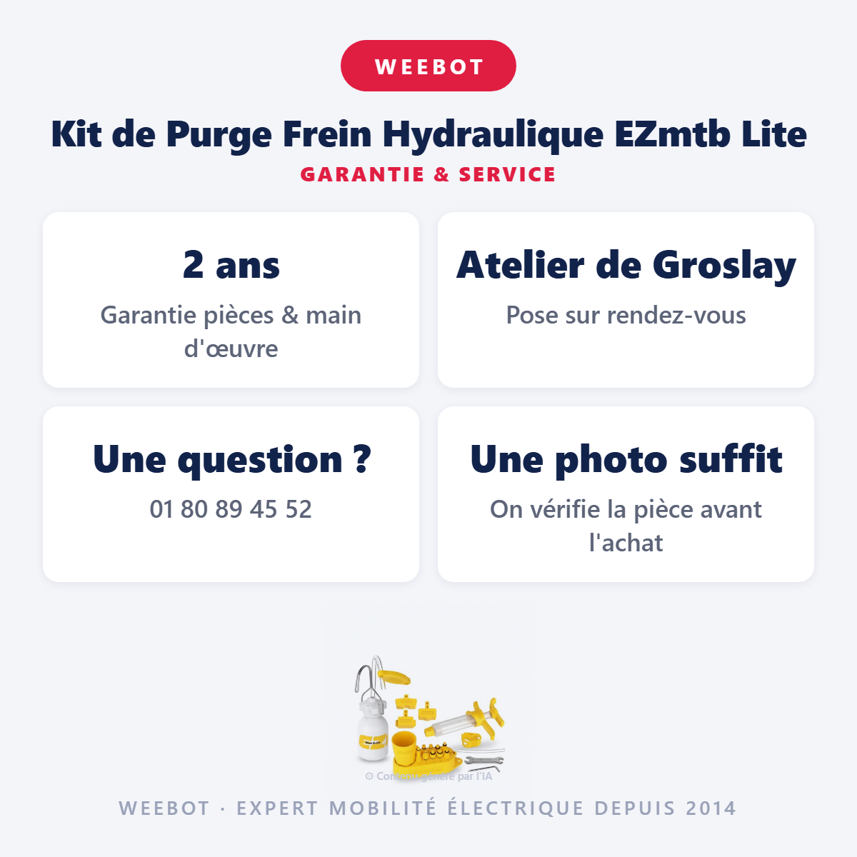 Kit de Purge Frein Hydraulique EZmtb Lite : garantie 2 ans et service après-vente
