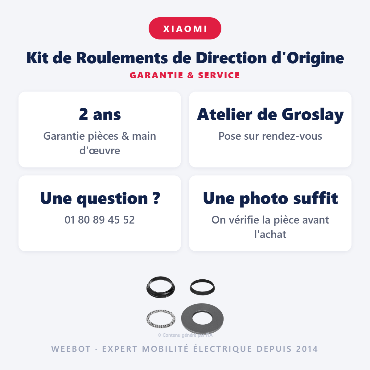 Kit de Roulements de Direction d'Origine : garantie 2 ans et service après-vente