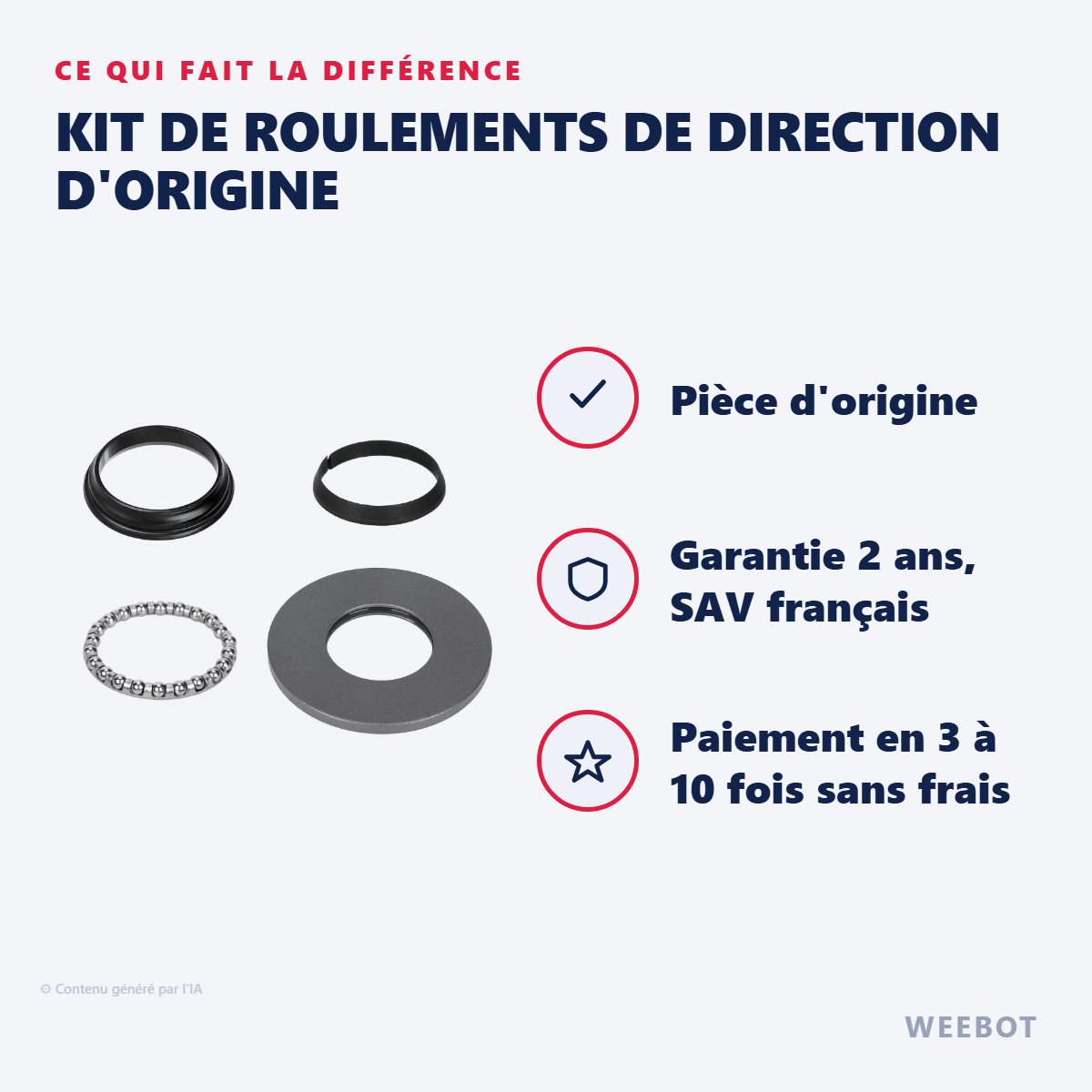 Kit de Roulements de Direction d'Origine : les points forts