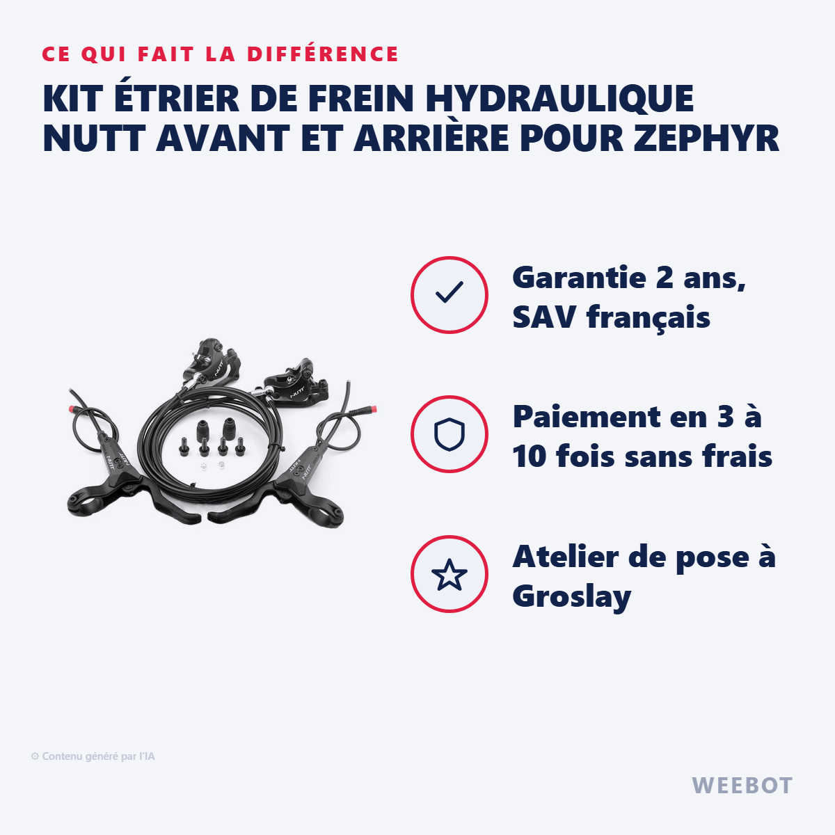 Kit Étrier de Frein Hydraulique NUTT Avant et Arrière Pour Zephyr : les points forts