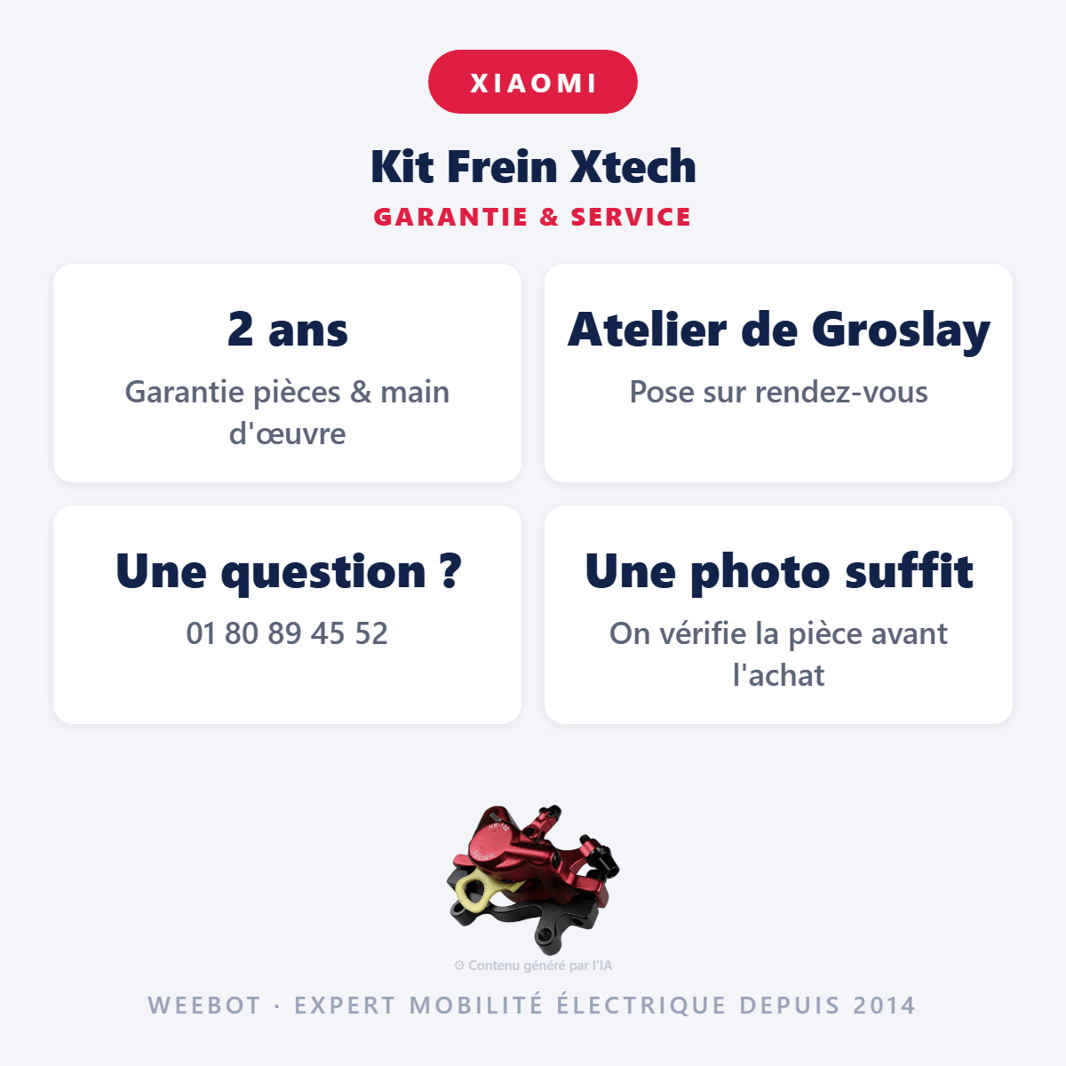 Kit Frein Xtech pour Trottinette Électrique Xiaomi M365 - Couleur Rouge - Weebot