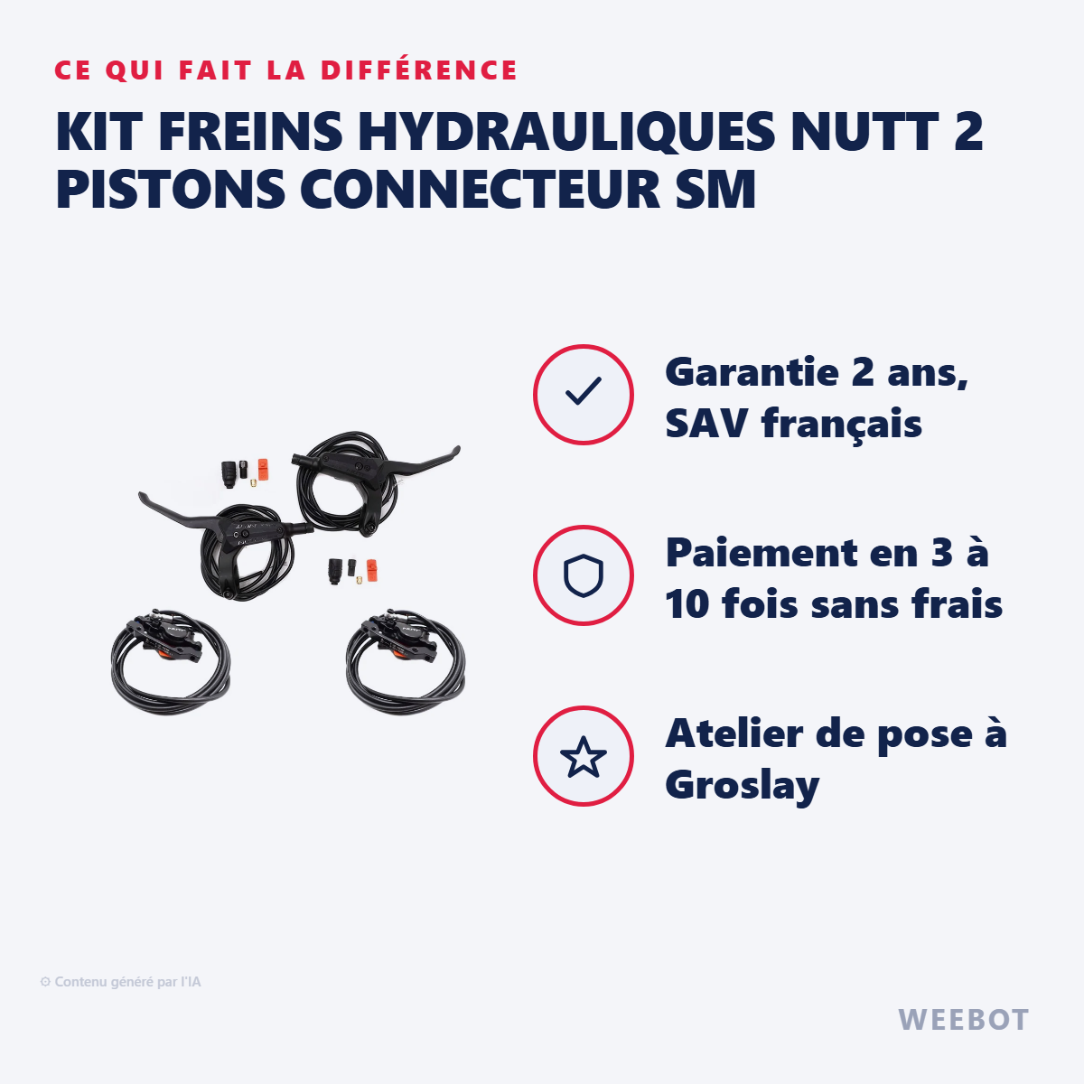 Kit Freins Hydrauliques NUTT 2 Pistons Connecteur SM : les points forts