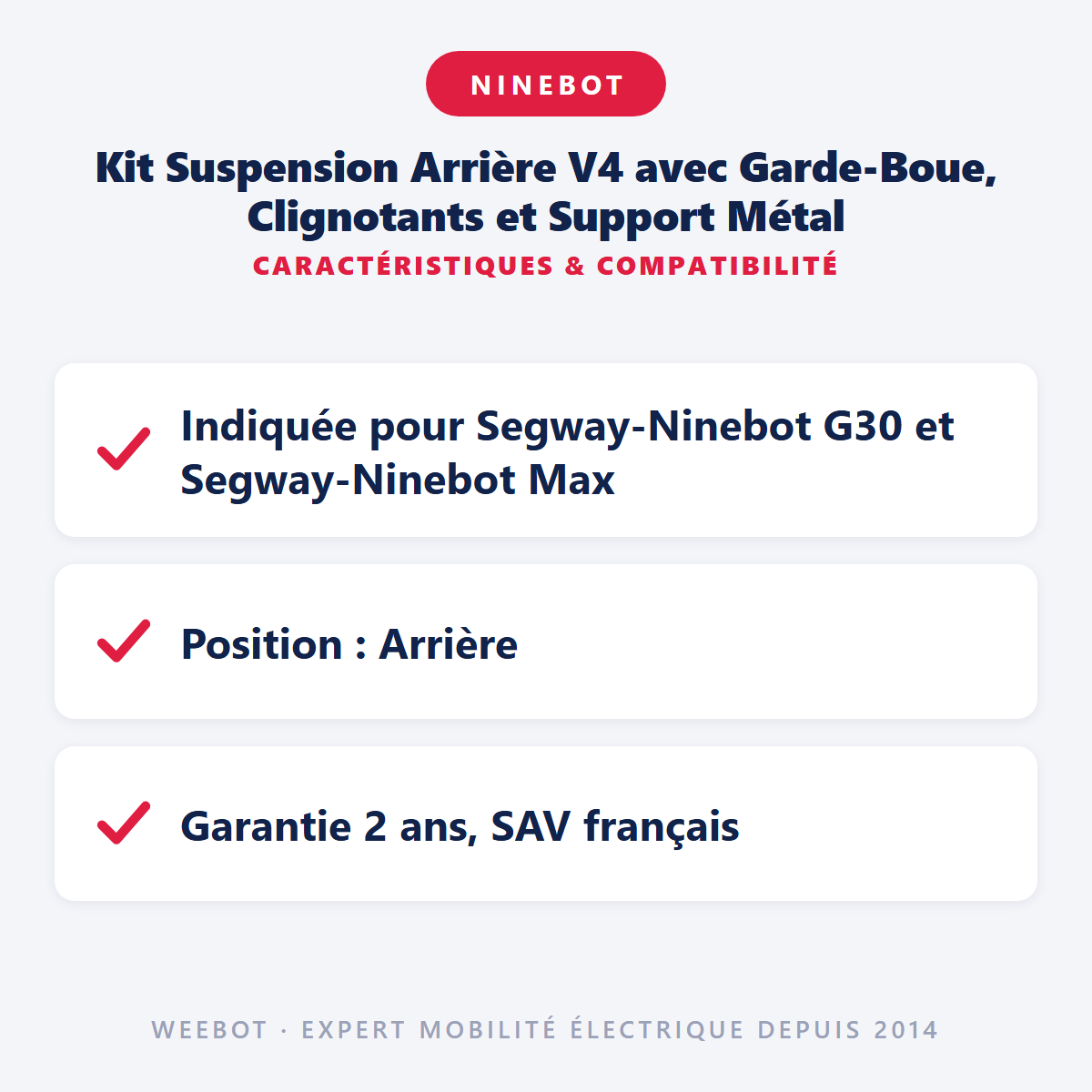 Kit Suspension Arrière V4 avec Garde-Boue, Clignotants et Support Métal : caractéristiques et compatibilité