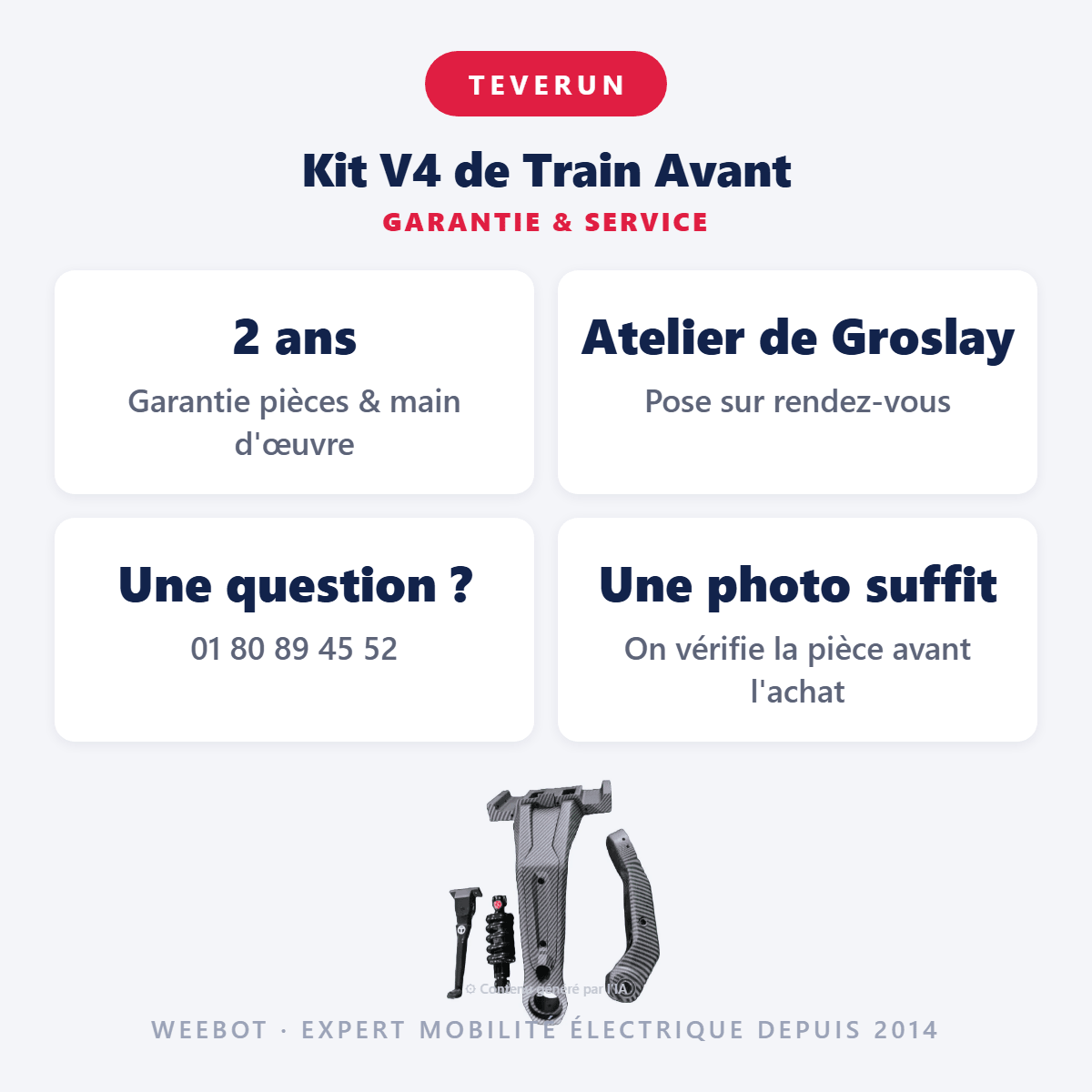 Kit V4 de Train Avant pour Trottinette Electrique Teverun 7260R - Weebot