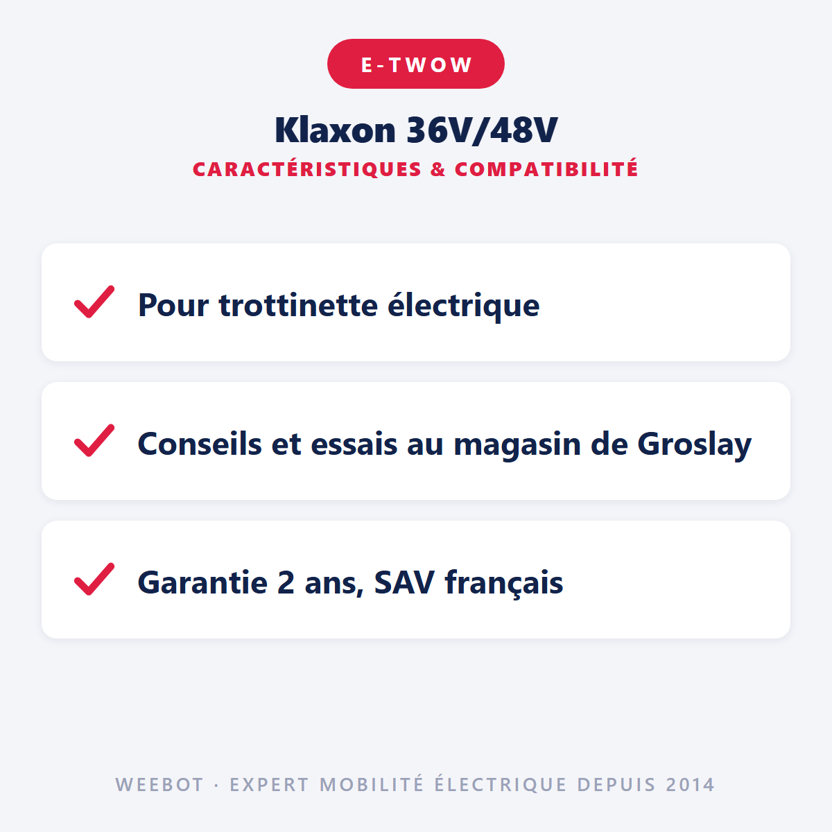 Klaxon 36V/48V : caractéristiques et compatibilité