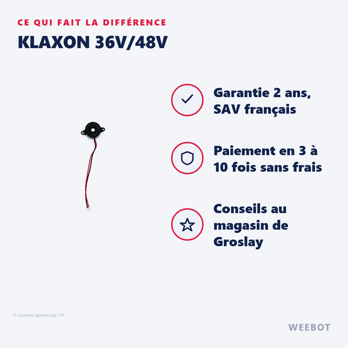 Klaxon 36V/48V : les points forts