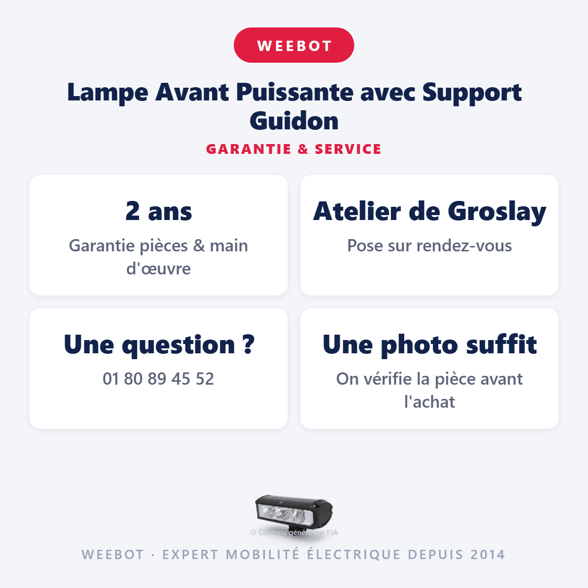 Lampe Avant Puissante avec Support Guidon pour Trottinettes pour trottinette Électrique - Weebot