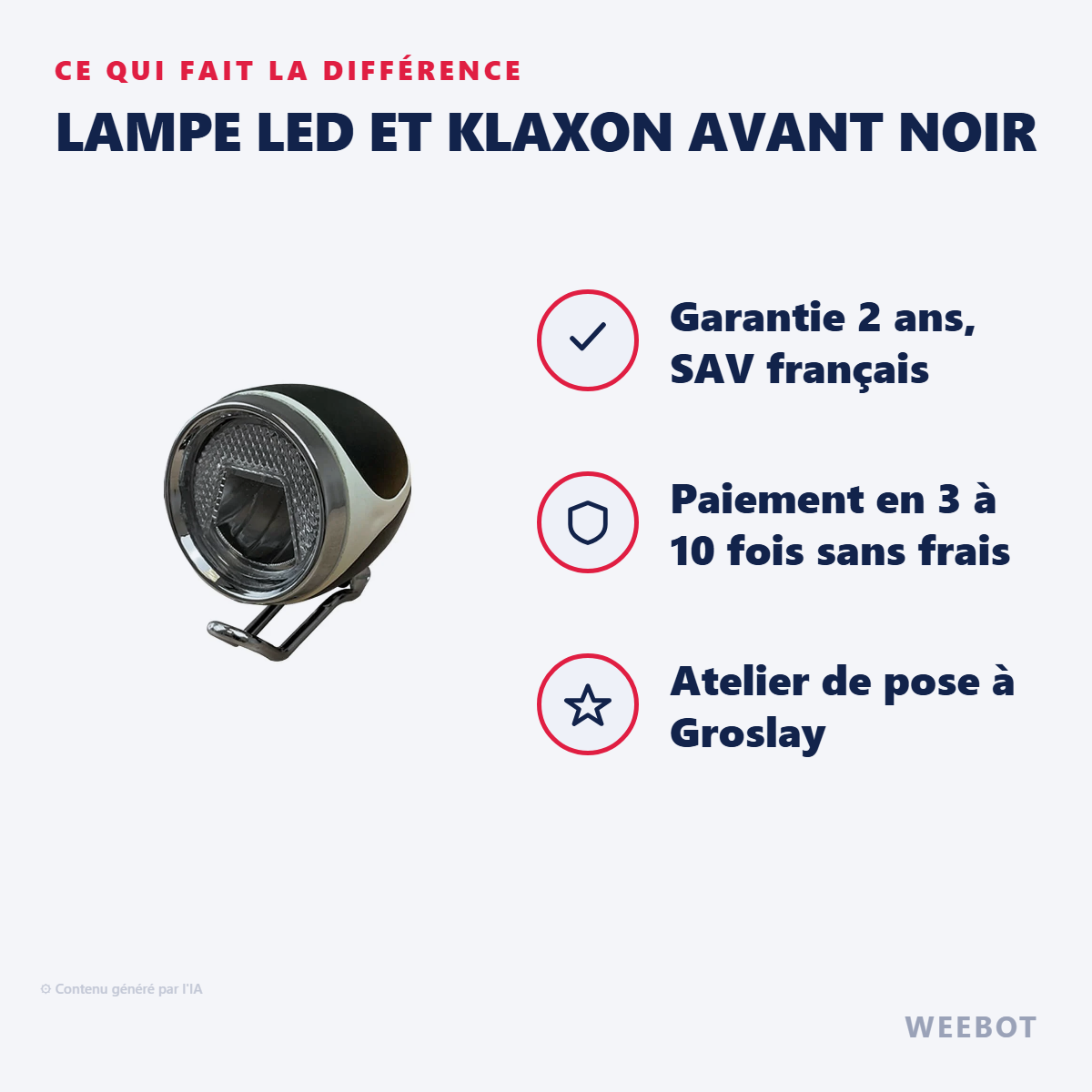 Lampe LED et Klaxon Avant Noir : les points forts