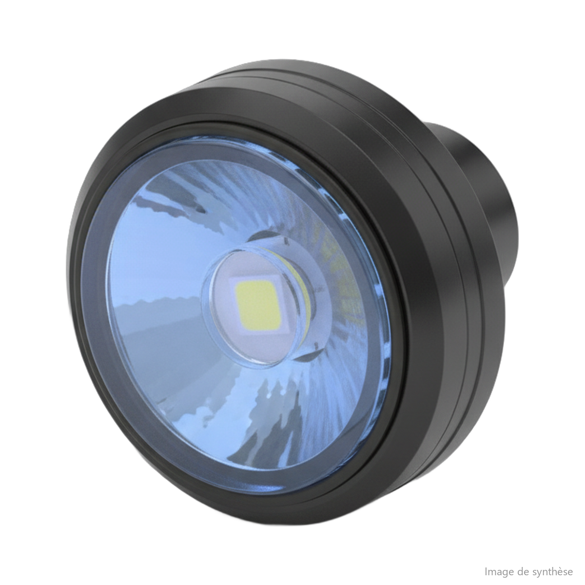 Dessin au trait d'un spot LED bleu sous deck pour trottinette électrique Dualtron X