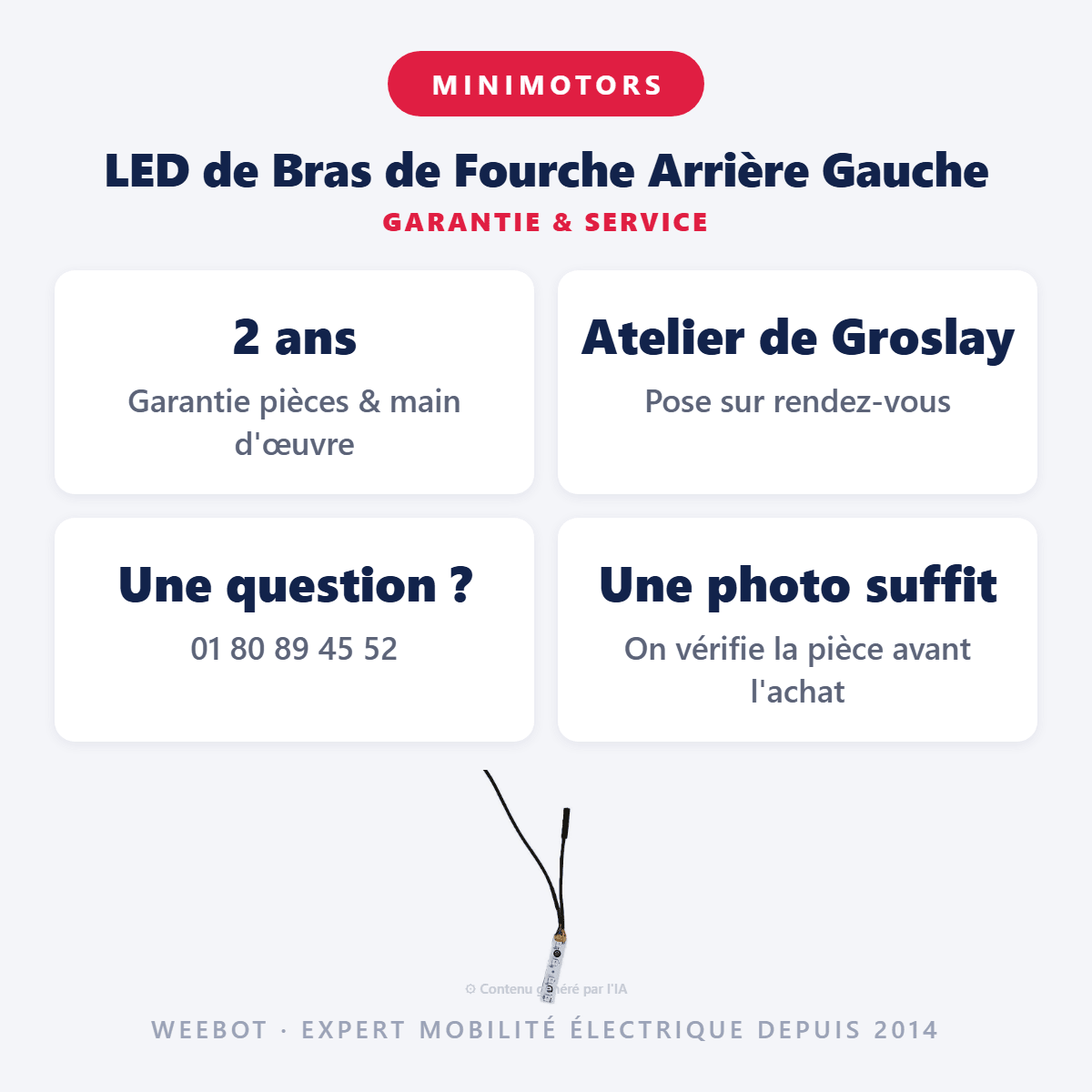 LED de Bras de Fourche Arrière Gauche pour Trottinette Electrique Dualtron Thunder 2, Thunder 3 et Achilleus - Weebot