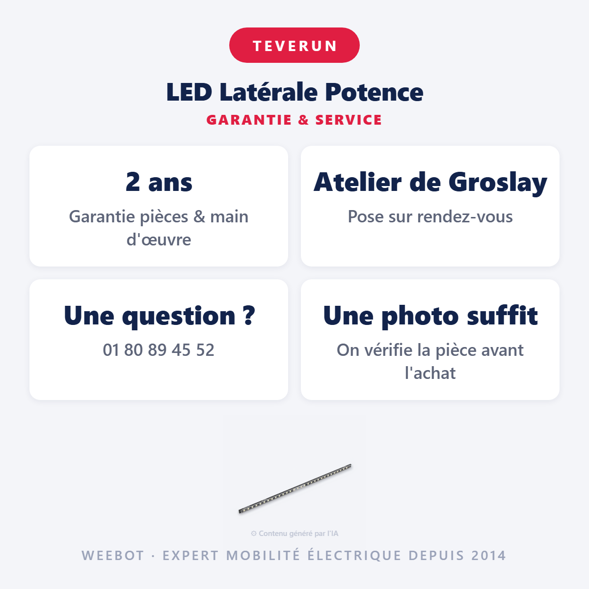 LED Latérale Potence : garantie 2 ans et service après-vente