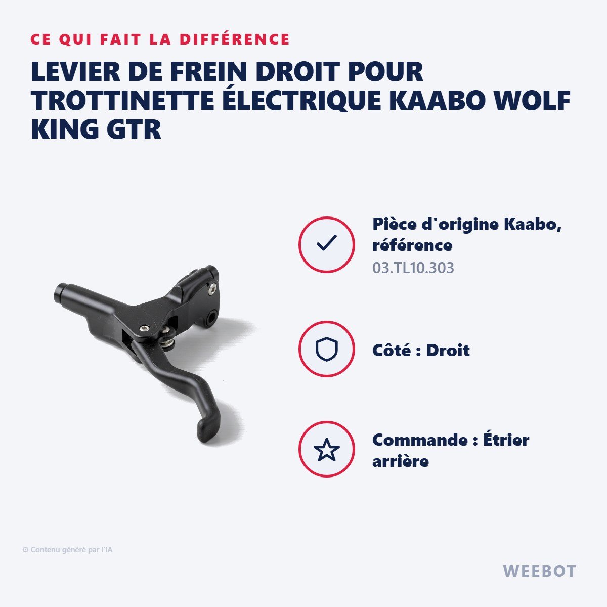 Levier de Frein Droit pour Trottinette Électrique Kaabo Wolf King GTR - Weebot