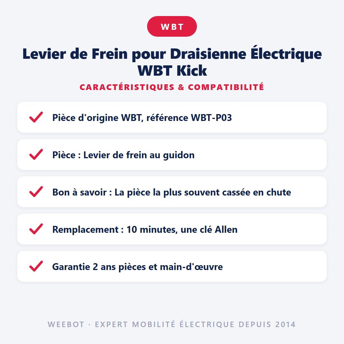 Levier de Frein pour Draisienne Électrique WBT Kick - Weebot