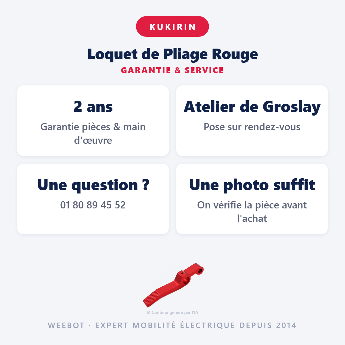 Loquet de Pliage Rouge : garantie 2 ans et service après-vente