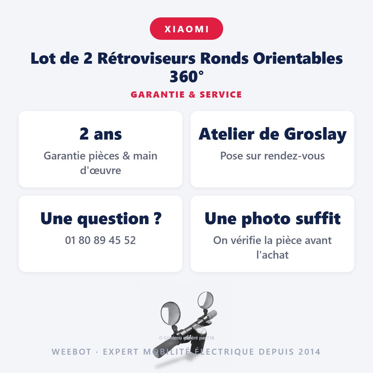 Lot de 2 Rétroviseurs Ronds Orientables 360° : garantie 2 ans et service après-vente