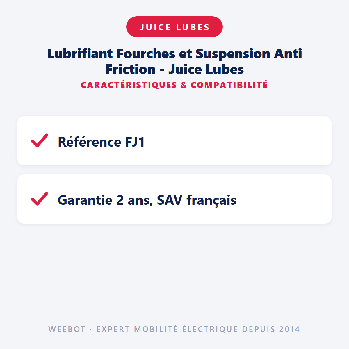 Lubrifiant Fourches et Suspension Anti Friction - Juice Lubes : caractéristiques et compatibilité