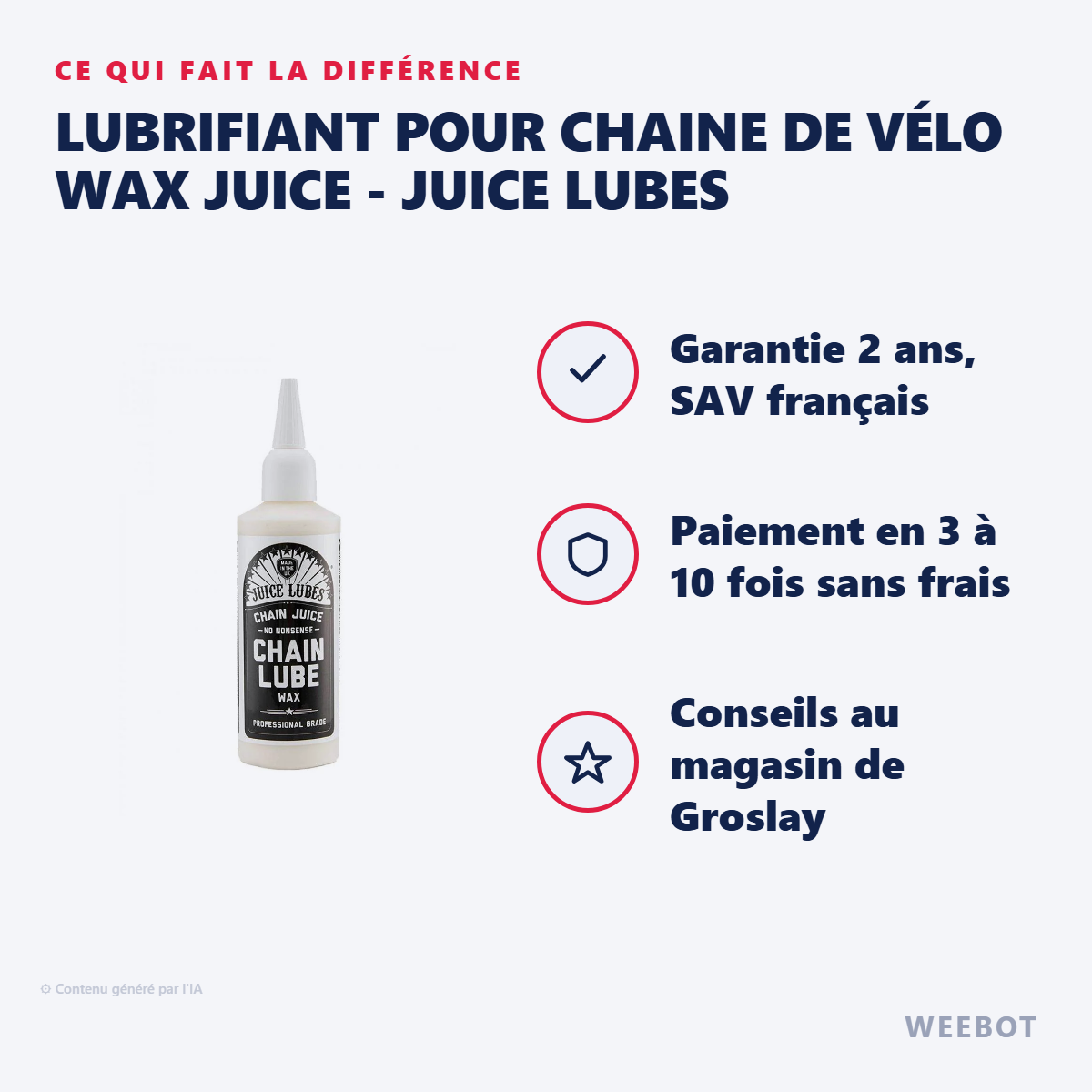 Lubrifiant pour chaine de Vélo Wax Juice - Juice Lubes : les points forts