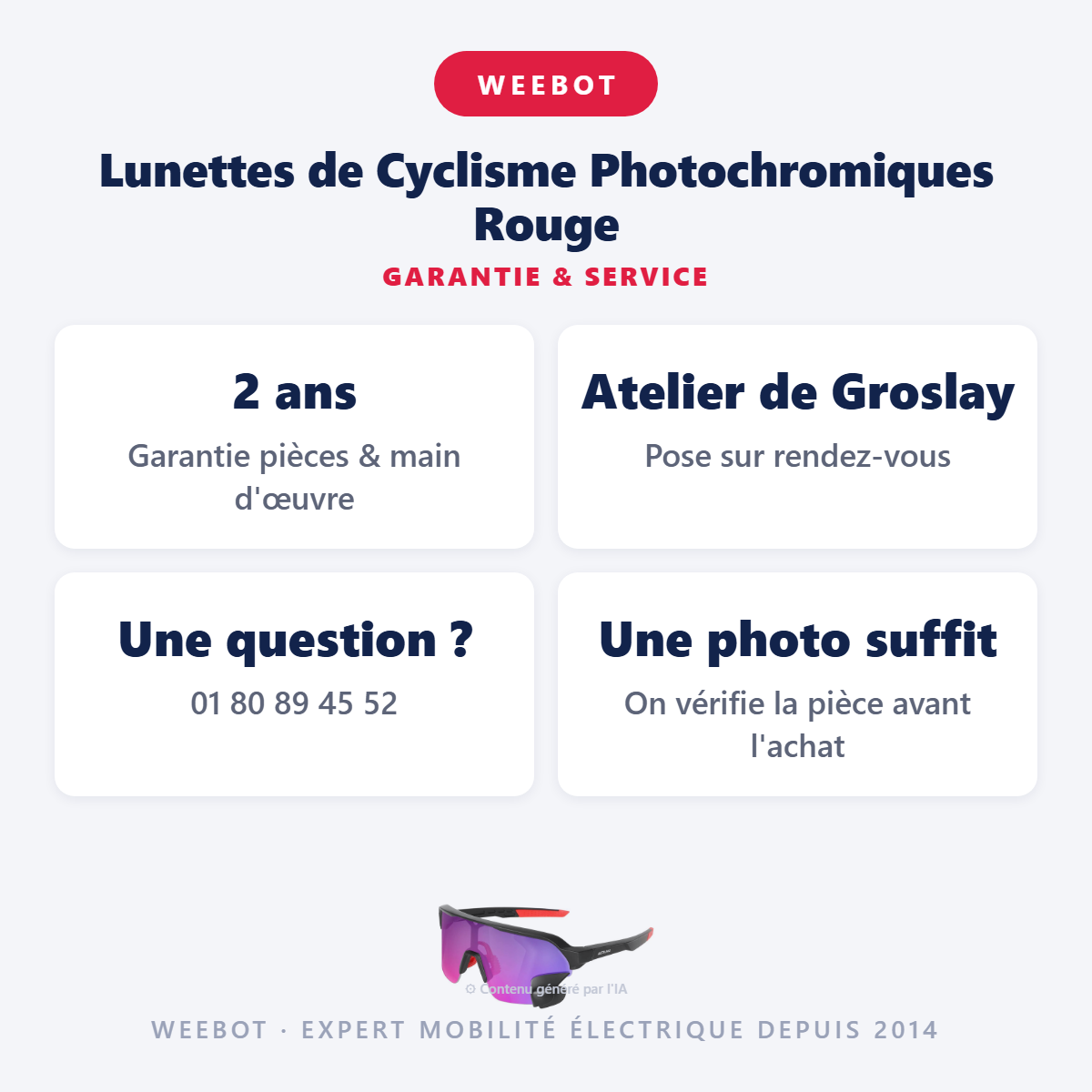 Lunettes de Cyclisme Photochromiques Rouge : garantie 2 ans et service après-vente